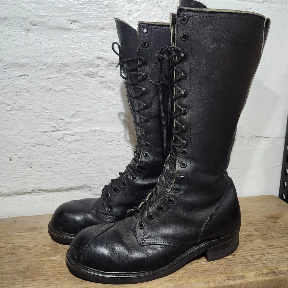 Vintage Carolina Linesman Pole Climber Work Boot Black Leather 16 Inch Men Sz 12